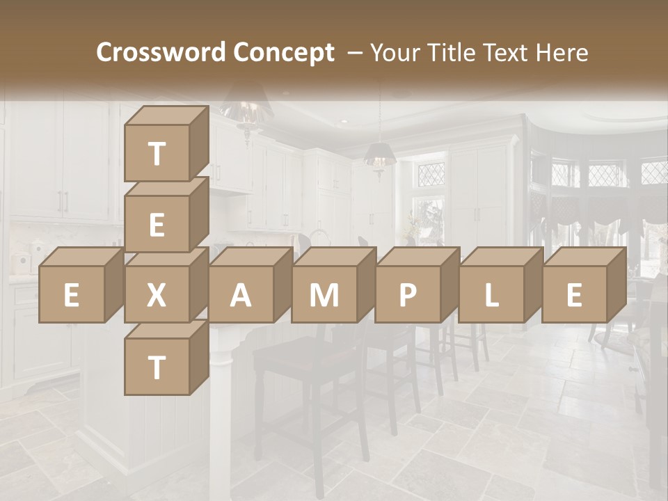 A Large Kitchen With A Table And Chairs PowerPoint Template