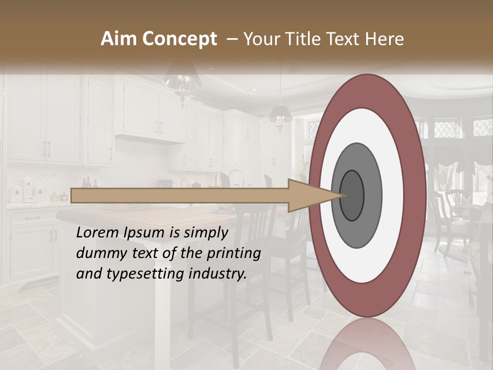 A Large Kitchen With A Table And Chairs PowerPoint Template