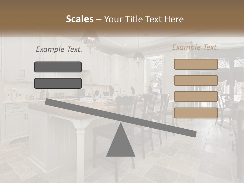 A Large Kitchen With A Table And Chairs PowerPoint Template