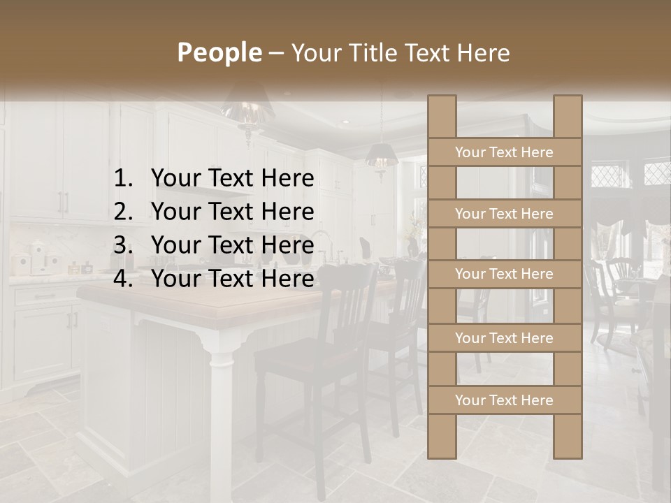 A Large Kitchen With A Table And Chairs PowerPoint Template