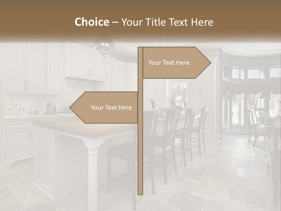 A Large Kitchen With A Table And Chairs PowerPoint Template