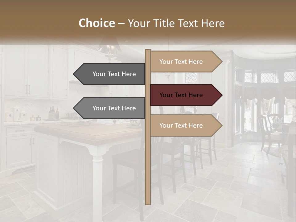 A Large Kitchen With A Table And Chairs PowerPoint Template