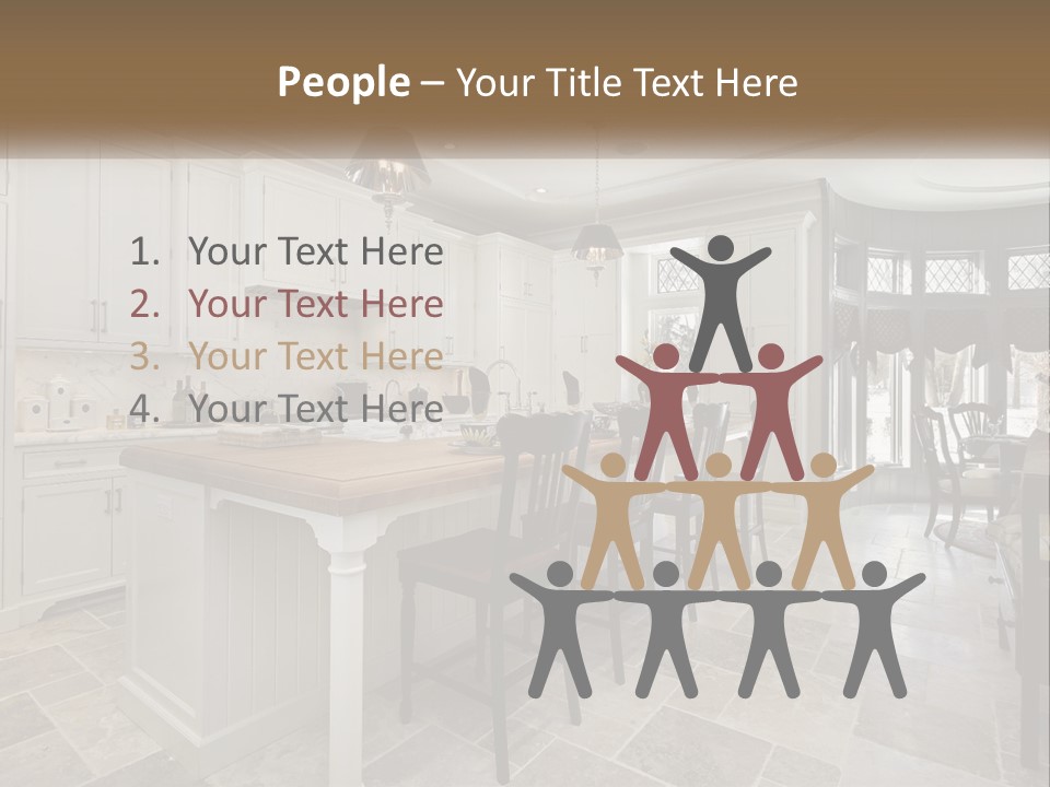 A Large Kitchen With A Table And Chairs PowerPoint Template