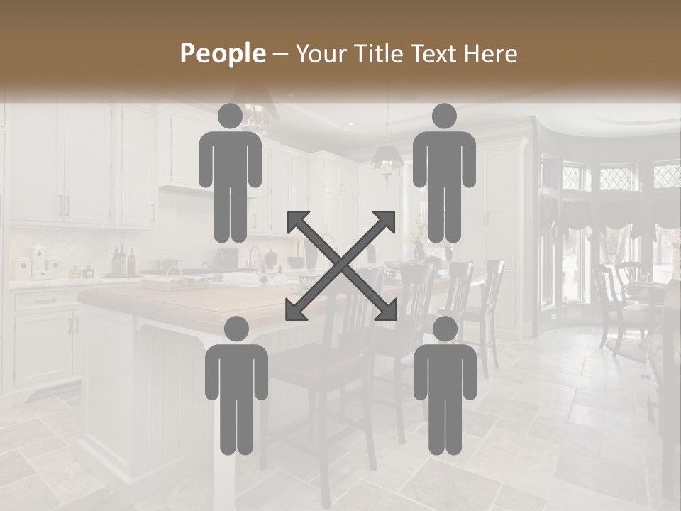 A Large Kitchen With A Table And Chairs PowerPoint Template