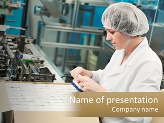 A Woman In A Factory Working On A Machine PowerPoint Template