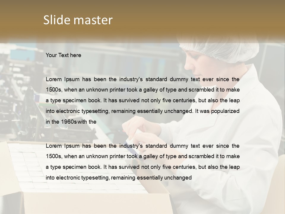 A Woman In A Factory Working On A Machine PowerPoint Template