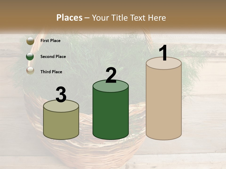 A Basket Filled With Green Grass On Top Of A Wooden Floor PowerPoint Template