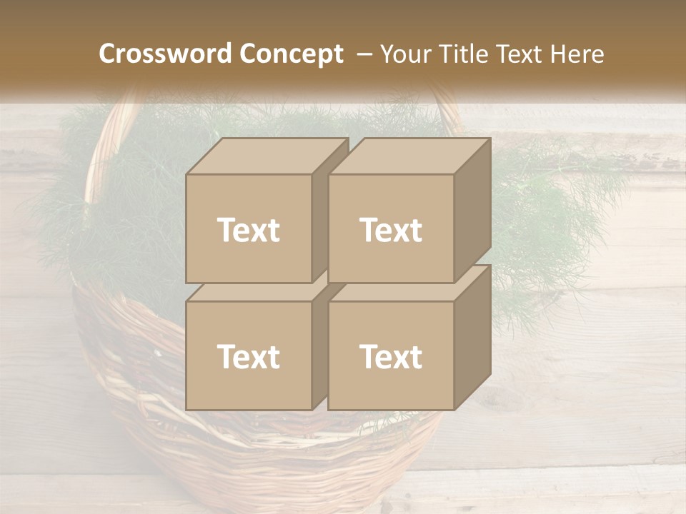 A Basket Filled With Green Grass On Top Of A Wooden Floor PowerPoint Template