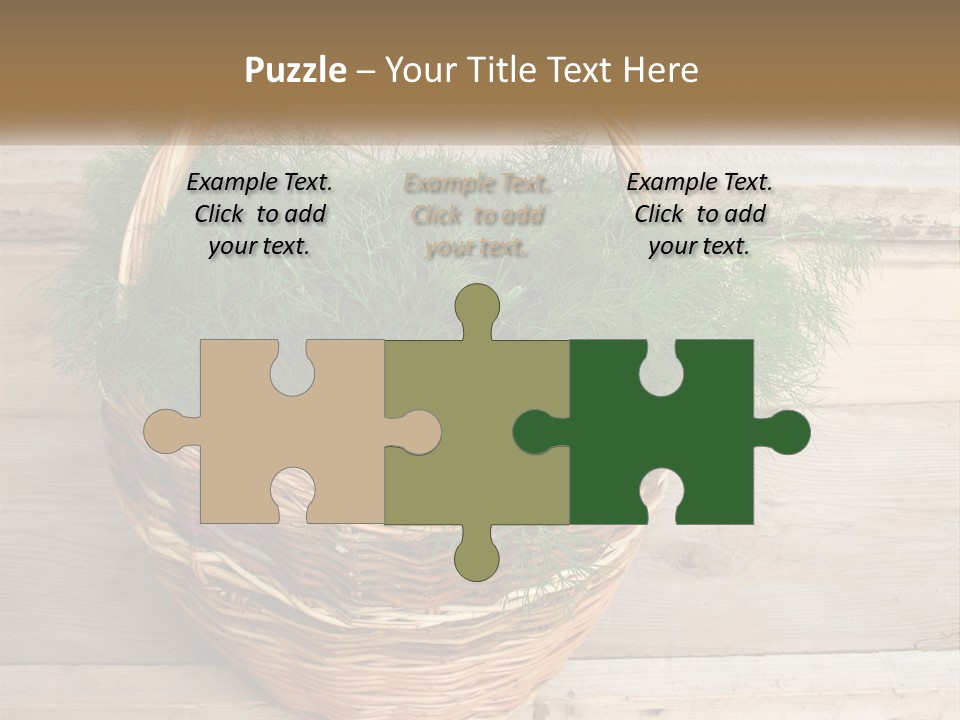 A Basket Filled With Green Grass On Top Of A Wooden Floor PowerPoint Template