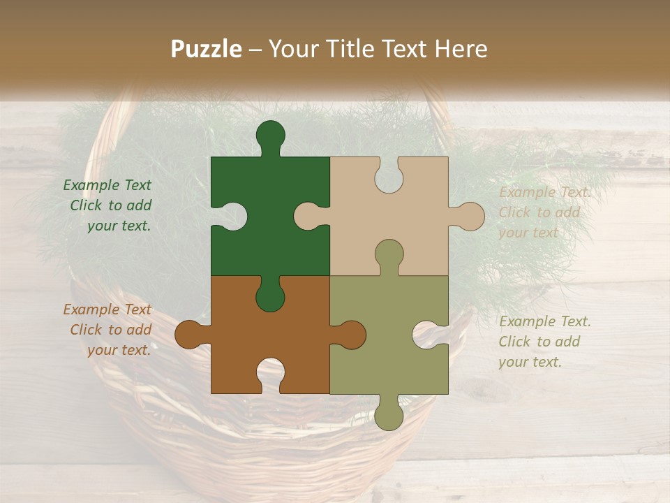 A Basket Filled With Green Grass On Top Of A Wooden Floor PowerPoint Template