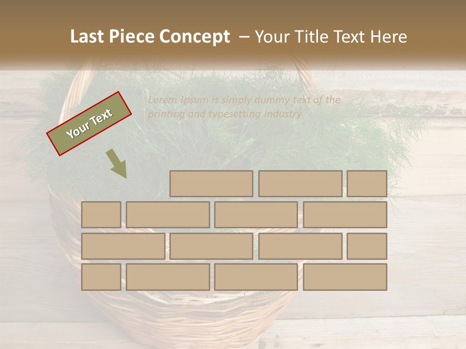 A Basket Filled With Green Grass On Top Of A Wooden Floor PowerPoint Template