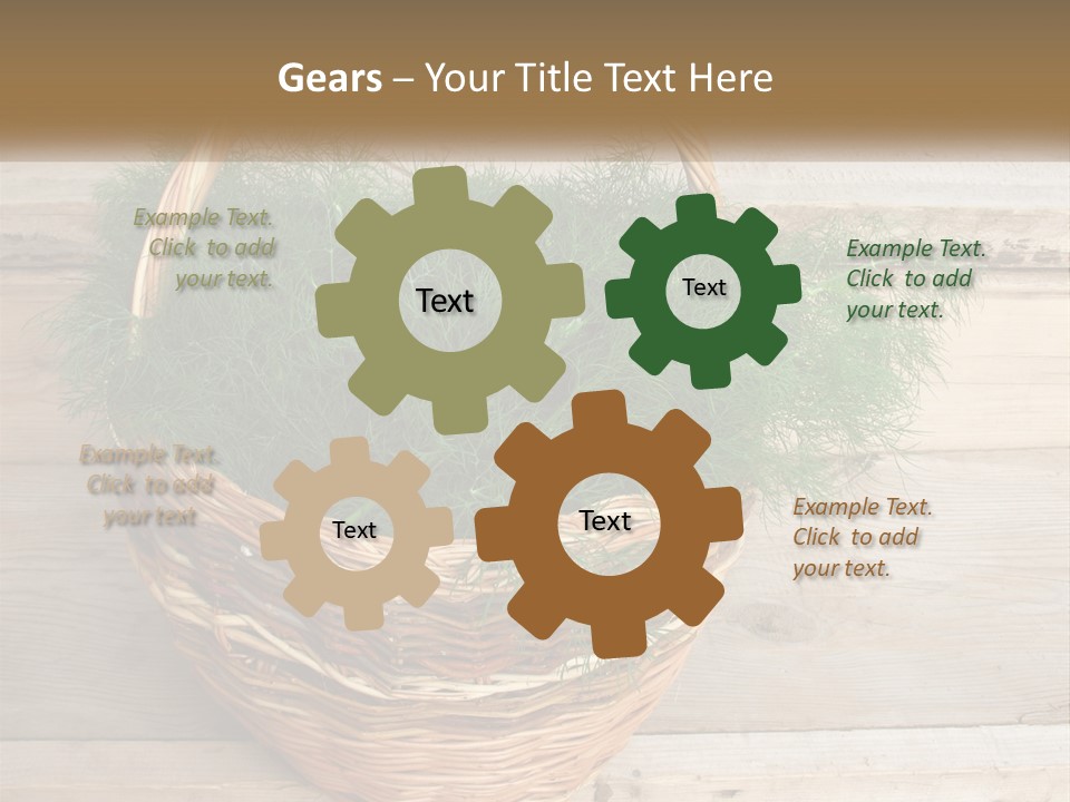 A Basket Filled With Green Grass On Top Of A Wooden Floor PowerPoint Template