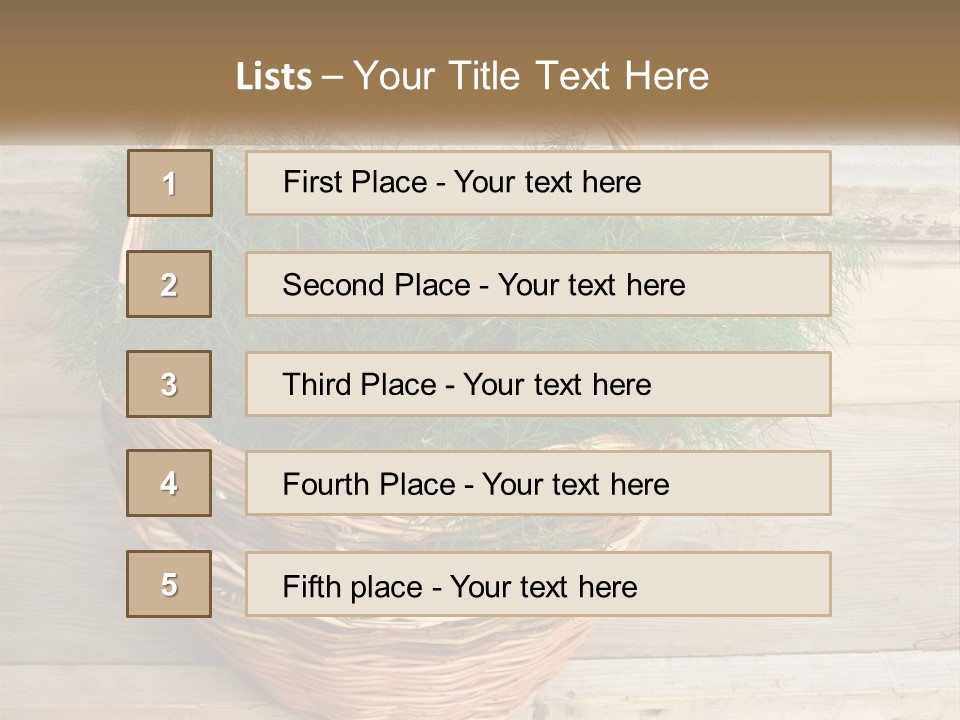 A Basket Filled With Green Grass On Top Of A Wooden Floor PowerPoint Template