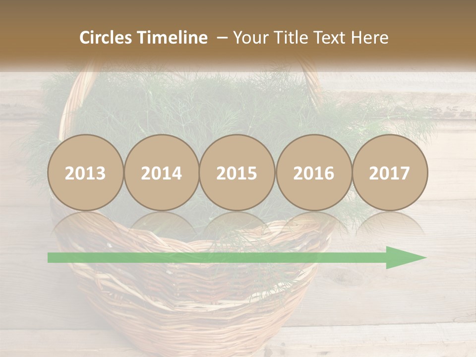 A Basket Filled With Green Grass On Top Of A Wooden Floor PowerPoint Template