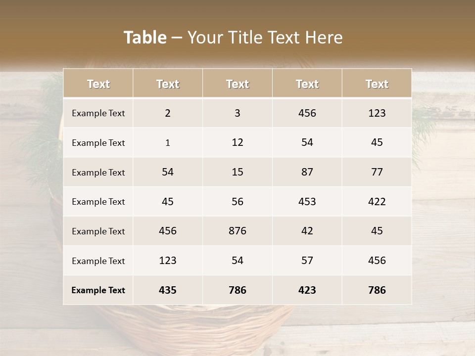 A Basket Filled With Green Grass On Top Of A Wooden Floor PowerPoint Template