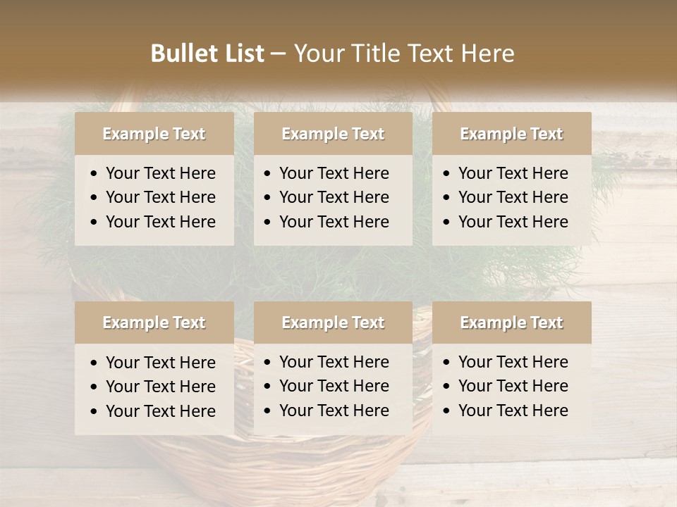 A Basket Filled With Green Grass On Top Of A Wooden Floor PowerPoint Template