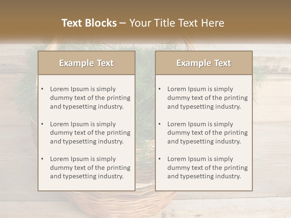 A Basket Filled With Green Grass On Top Of A Wooden Floor PowerPoint Template