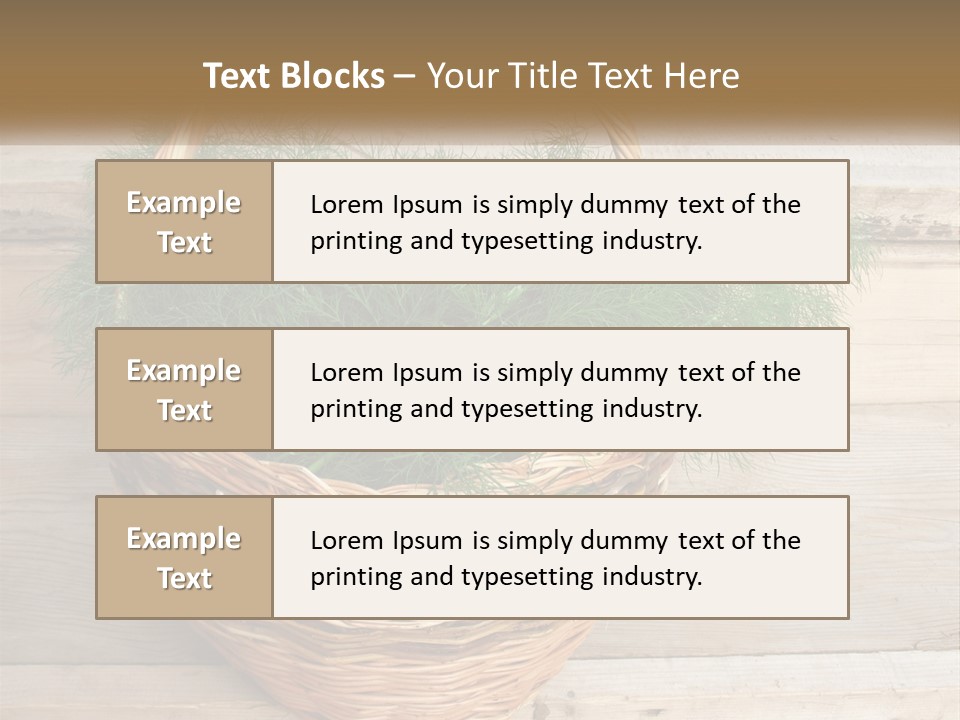 A Basket Filled With Green Grass On Top Of A Wooden Floor PowerPoint Template