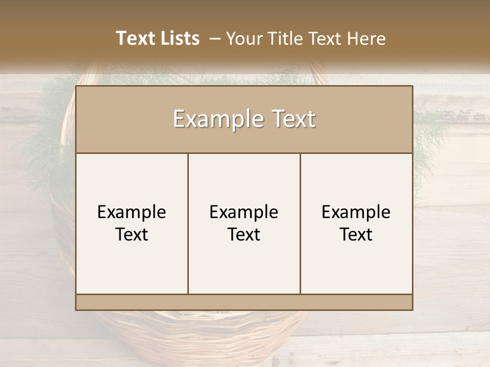 A Basket Filled With Green Grass On Top Of A Wooden Floor PowerPoint Template