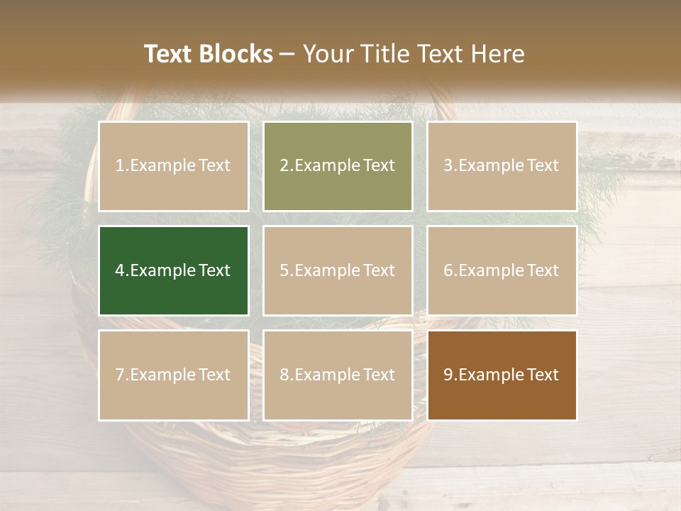 A Basket Filled With Green Grass On Top Of A Wooden Floor PowerPoint Template