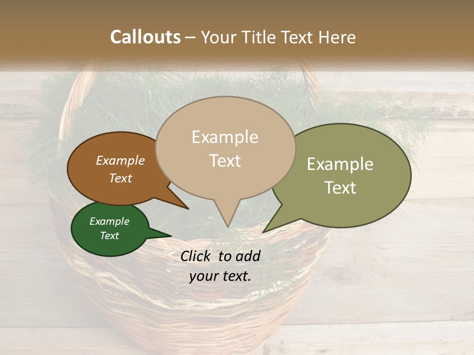 A Basket Filled With Green Grass On Top Of A Wooden Floor PowerPoint Template