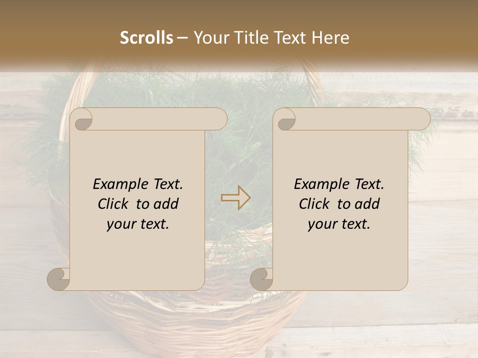 A Basket Filled With Green Grass On Top Of A Wooden Floor PowerPoint Template