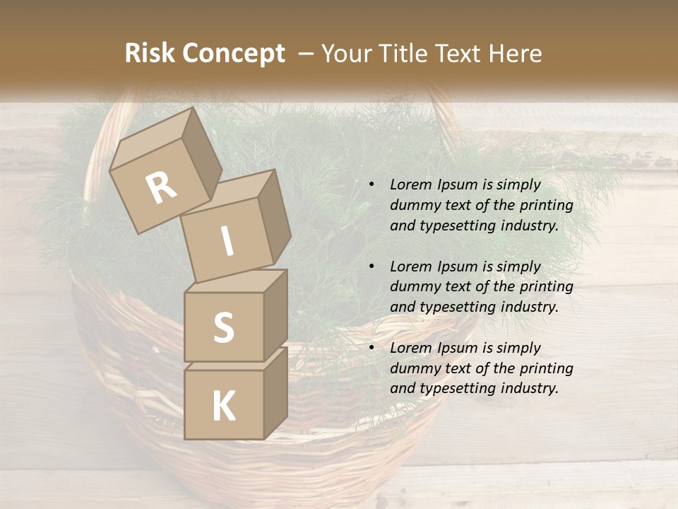 A Basket Filled With Green Grass On Top Of A Wooden Floor PowerPoint Template