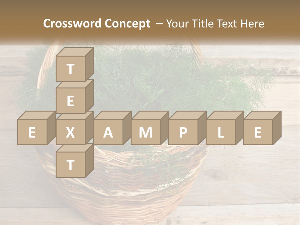A Basket Filled With Green Grass On Top Of A Wooden Floor PowerPoint Template