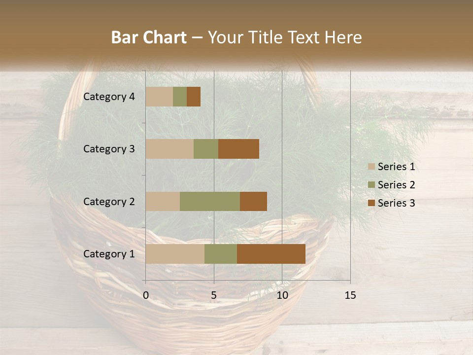 A Basket Filled With Green Grass On Top Of A Wooden Floor PowerPoint Template