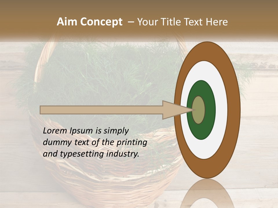 A Basket Filled With Green Grass On Top Of A Wooden Floor PowerPoint Template