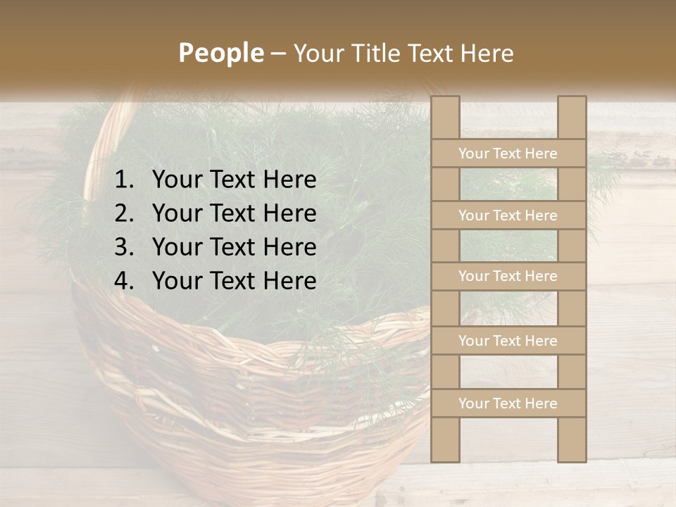 A Basket Filled With Green Grass On Top Of A Wooden Floor PowerPoint Template