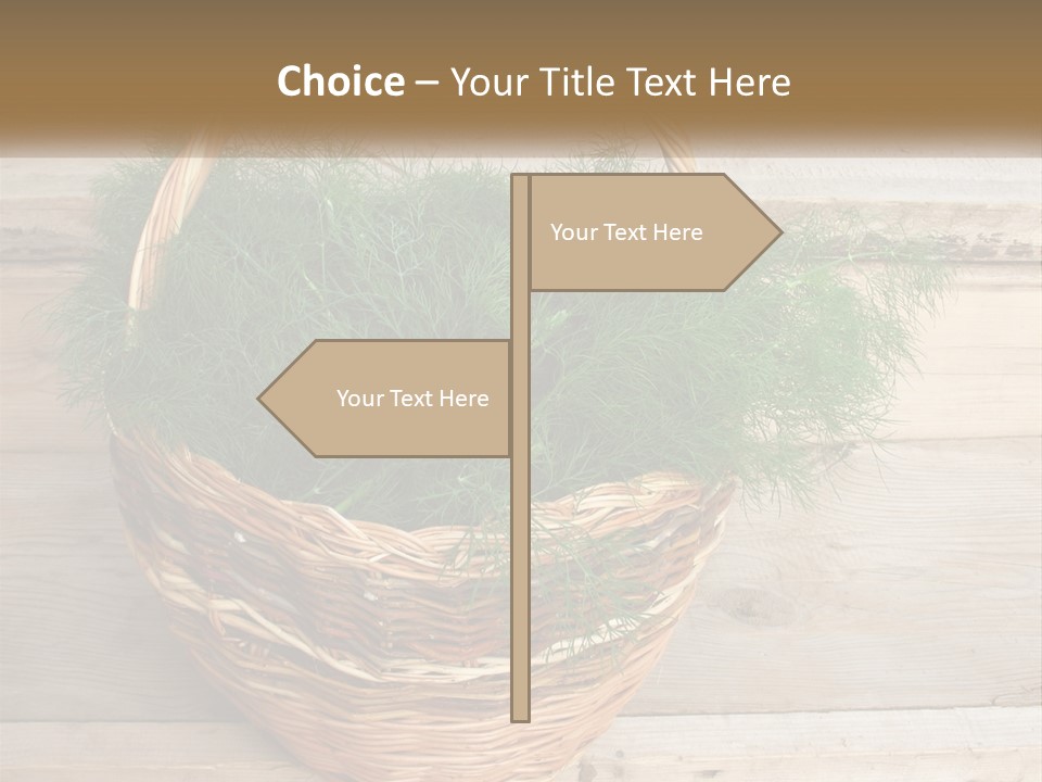 A Basket Filled With Green Grass On Top Of A Wooden Floor PowerPoint Template