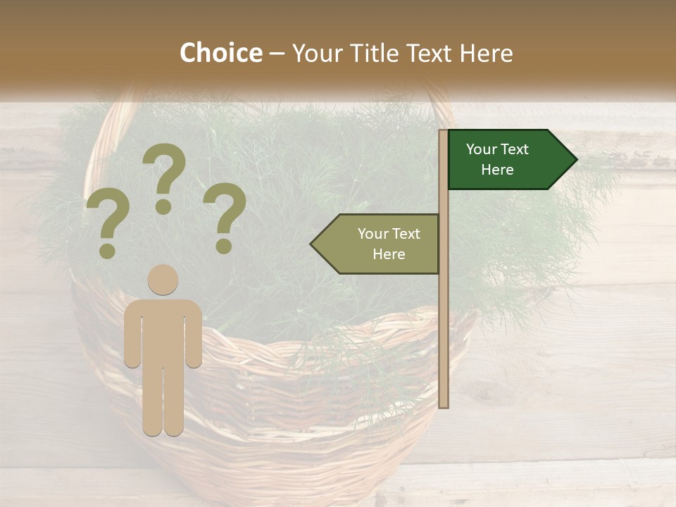A Basket Filled With Green Grass On Top Of A Wooden Floor PowerPoint Template