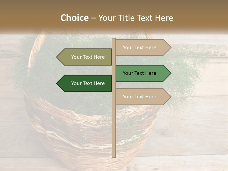 A Basket Filled With Green Grass On Top Of A Wooden Floor PowerPoint Template