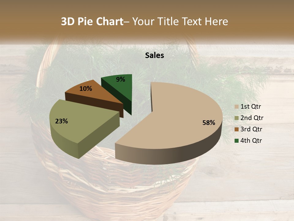 A Basket Filled With Green Grass On Top Of A Wooden Floor PowerPoint Template
