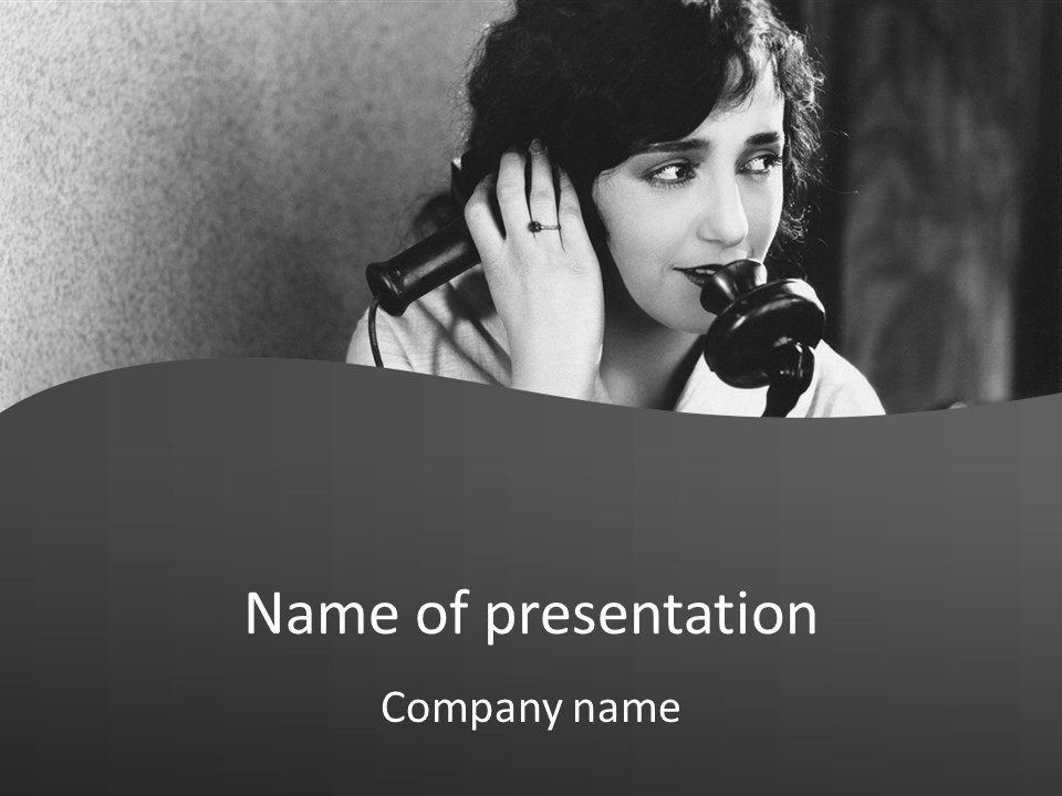 A Woman Talking On A Telephone While Holding Her Hand To Her Ear PowerPoint Template