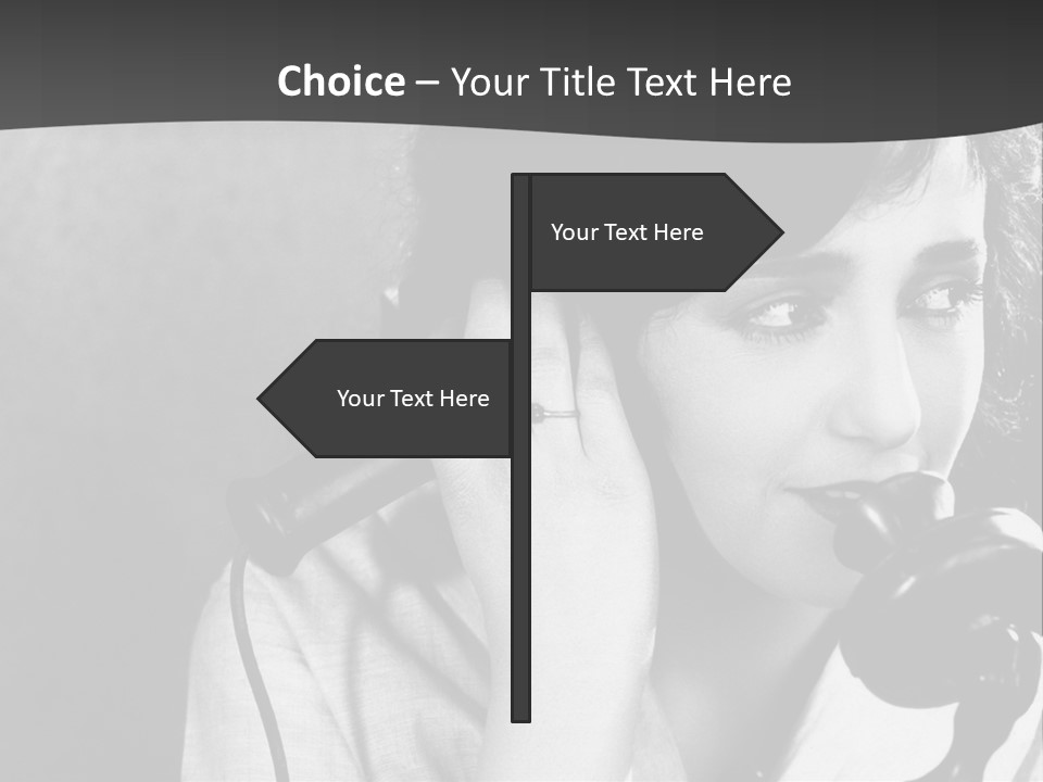 A Woman Talking On A Telephone While Holding Her Hand To Her Ear PowerPoint Template