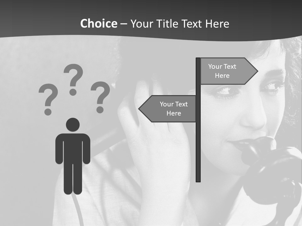 A Woman Talking On A Telephone While Holding Her Hand To Her Ear PowerPoint Template