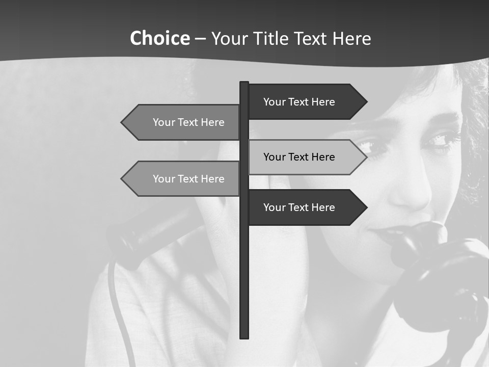 A Woman Talking On A Telephone While Holding Her Hand To Her Ear PowerPoint Template