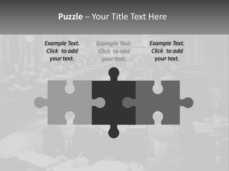 A Group Of People Sitting At Desks In A Room PowerPoint Template