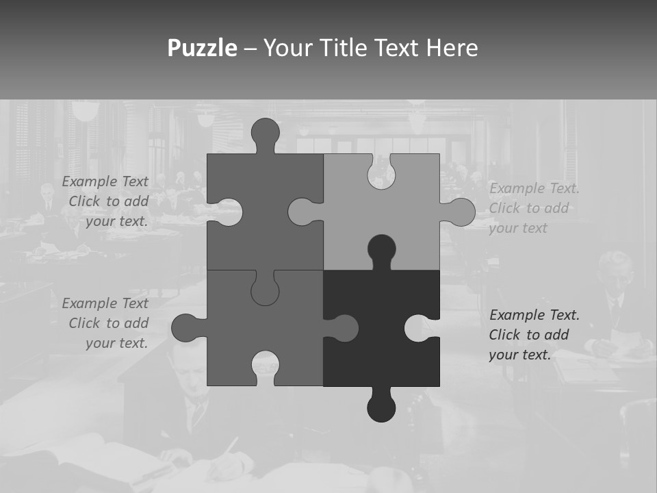 A Group Of People Sitting At Desks In A Room PowerPoint Template