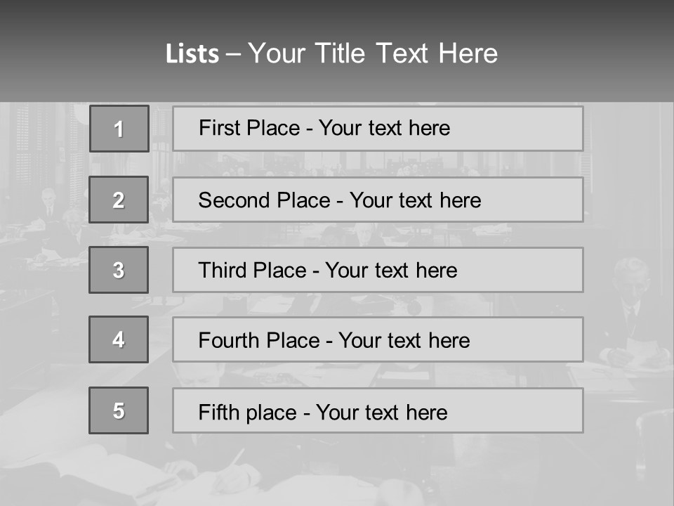 A Group Of People Sitting At Desks In A Room PowerPoint Template