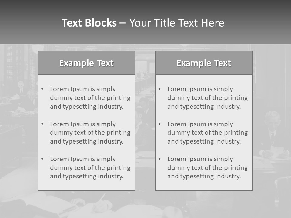 A Group Of People Sitting At Desks In A Room PowerPoint Template