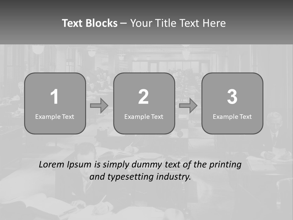 A Group Of People Sitting At Desks In A Room PowerPoint Template