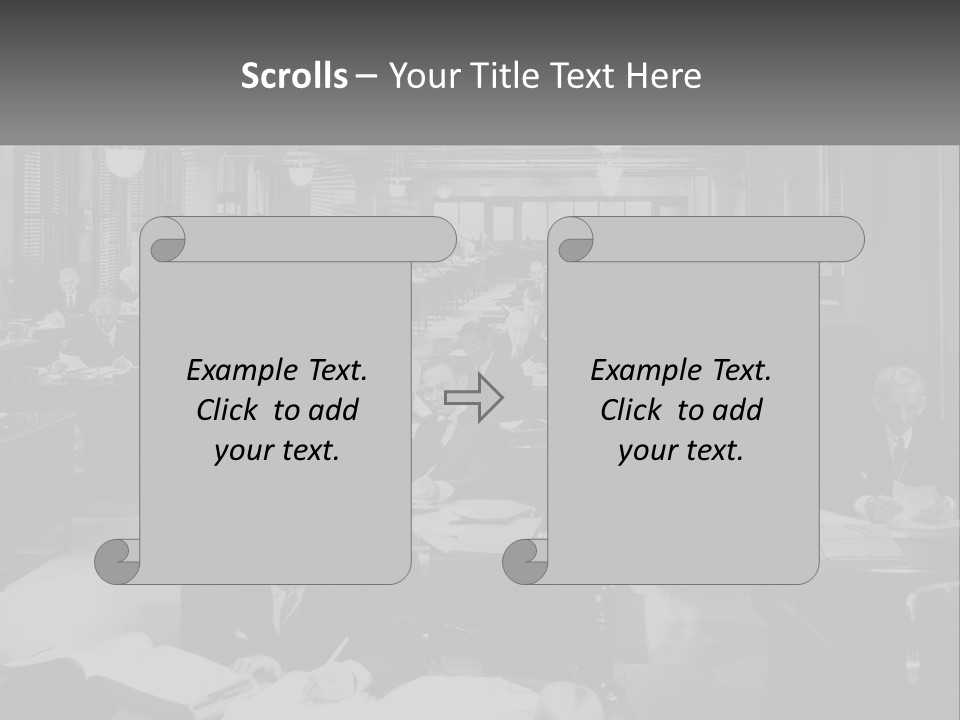 A Group Of People Sitting At Desks In A Room PowerPoint Template