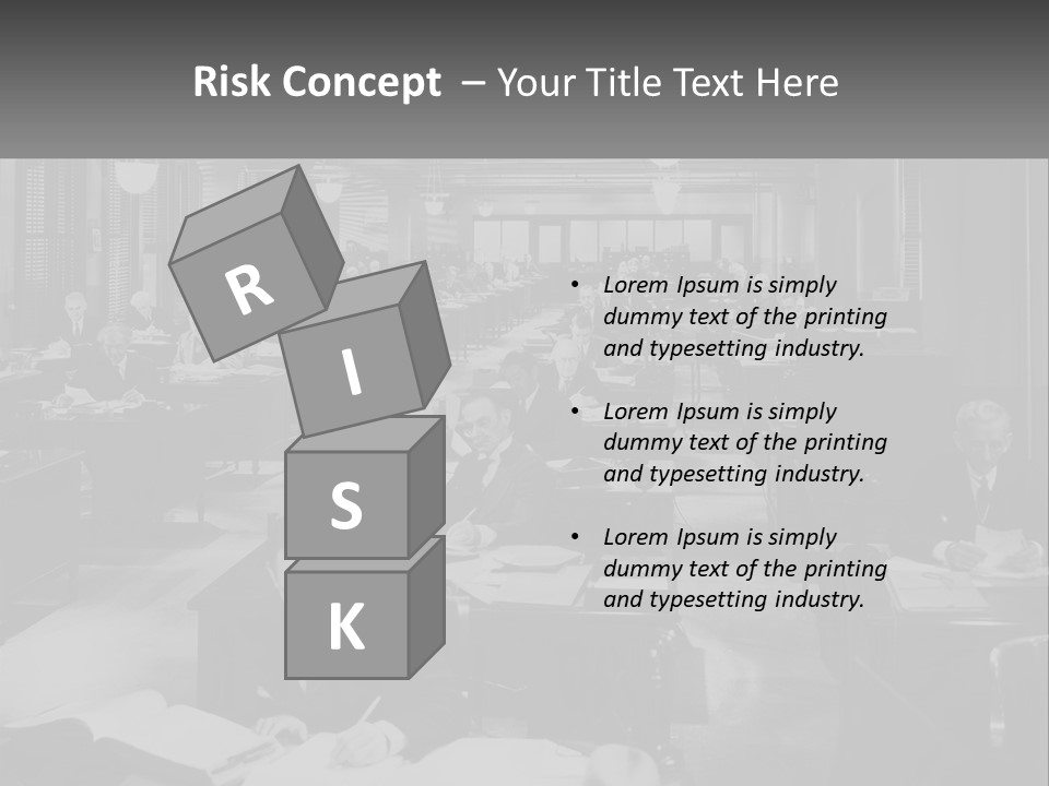 A Group Of People Sitting At Desks In A Room PowerPoint Template