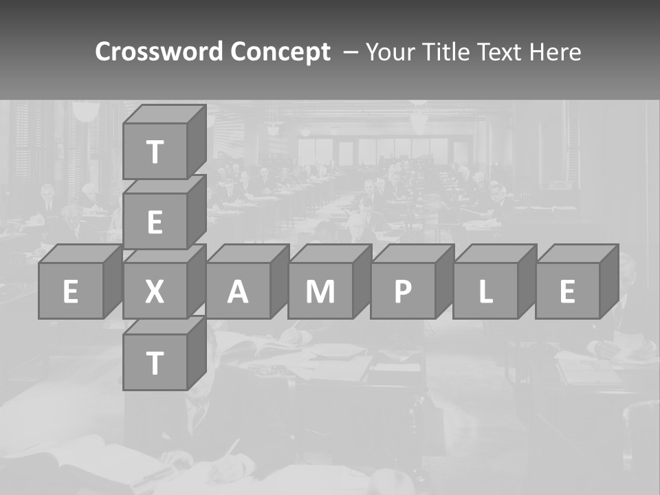 A Group Of People Sitting At Desks In A Room PowerPoint Template