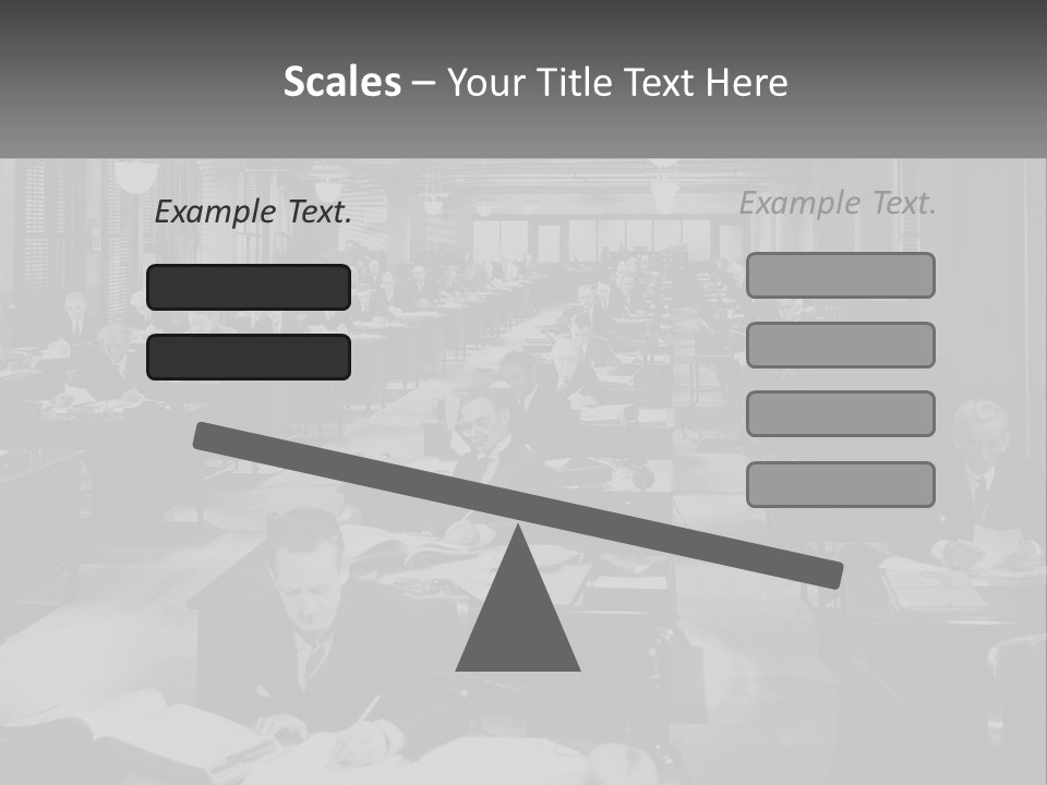 A Group Of People Sitting At Desks In A Room PowerPoint Template
