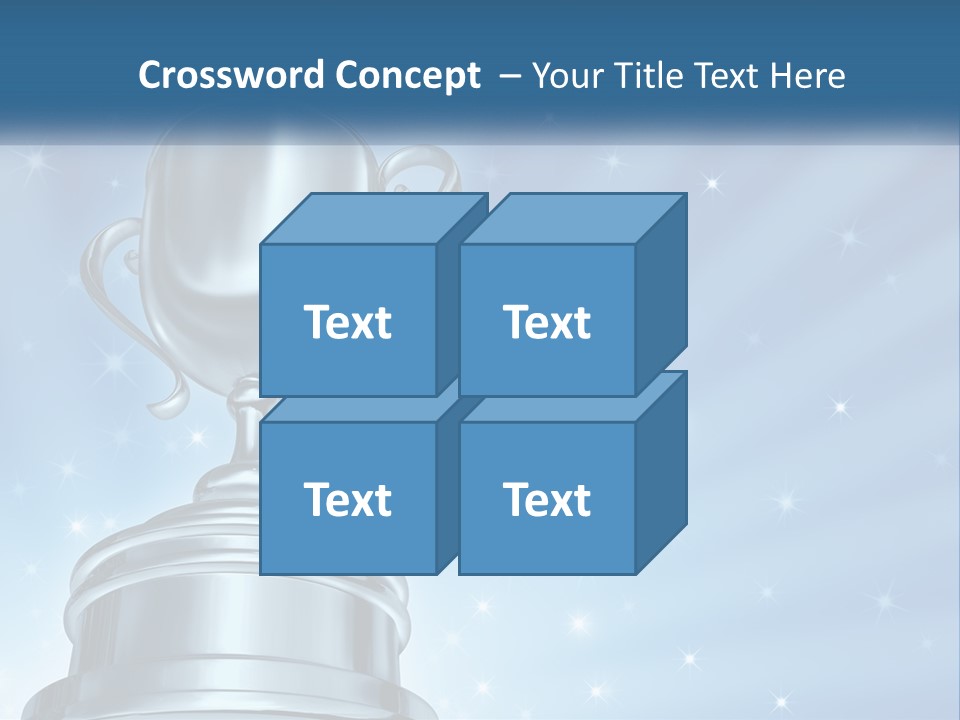 A Silver Trophy On A Blue Background With Stars PowerPoint Template