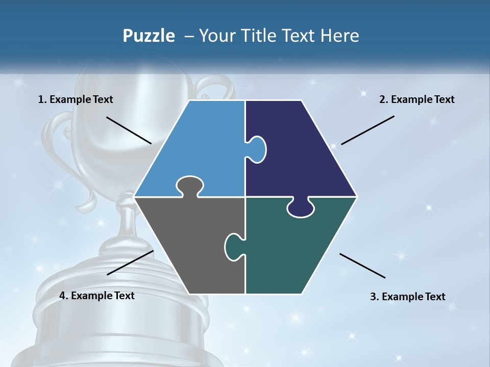 A Silver Trophy On A Blue Background With Stars PowerPoint Template